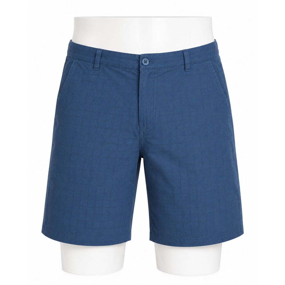 Nike Golf Dri-FIT Shorts Mens 38 Blue Plaid Flat Front Stretch Golf Shorts